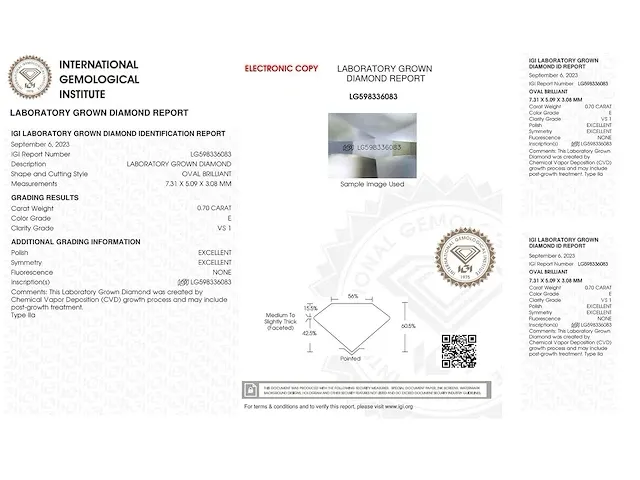 Diamant - 0.70 karaat diamant (gecertificeerd) - afbeelding 3 van  4