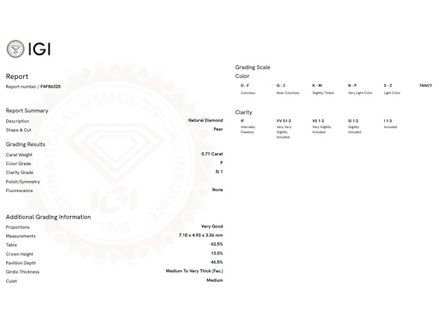 Diamant - 0.71 carat echte diamant (gecertificeerd) - afbeelding 3 van  5