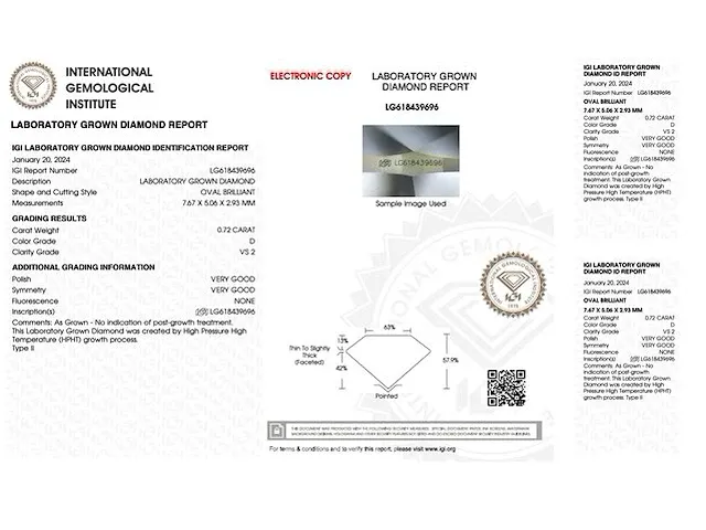 Diamant - 0.72 karaat diamant (igi gecertificeerd) - afbeelding 3 van  5