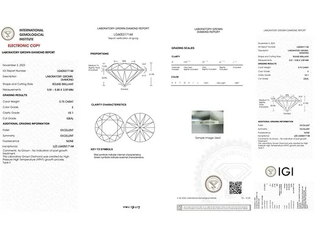 Diamant - 0.75 karaat diamant (igi gecertificeerd) - afbeelding 3 van  4