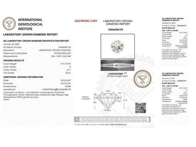 Diamant - 0.76 karaat diamant (gecertificeerd) - afbeelding 3 van  3