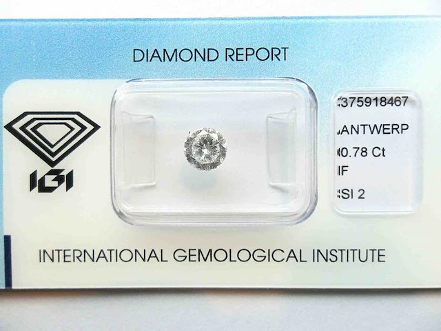 Diamant - 0.78 carat natuurlijke "star of amsterdam" diamant (gecertificeerd) - afbeelding 2 van  5