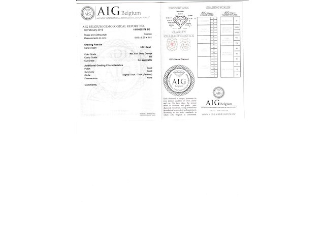 Diamant - 0.82 carat natuurlijke oranje diamant (gecertificeerd) - afbeelding 3 van  4