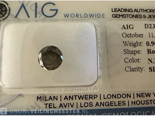 Diamant - 0.90 karaat echte diamant (gecertificeerd) - afbeelding 2 van  6