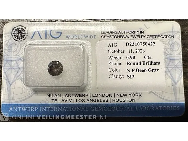 Diamant - 0.90 karaat echte diamant (gecertificeerd) - afbeelding 4 van  6