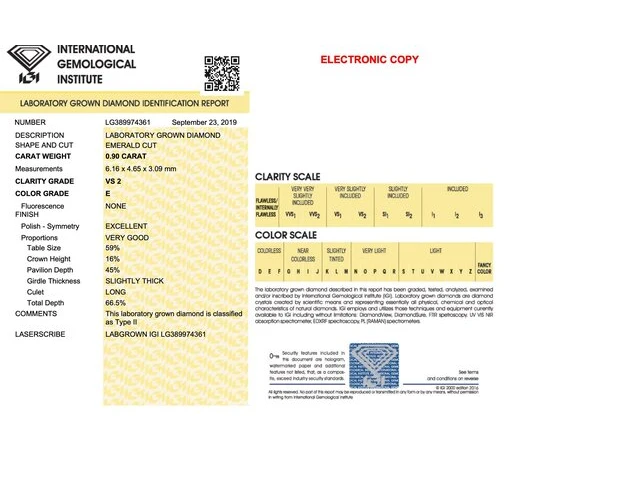 Diamant - 0.90 karaat emerald geslepen diamant (gecertificeerd) - afbeelding 3 van  5