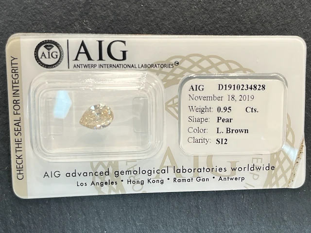 Diamant - 0.95 carat natuurlijke diamant (gecertificeerd) - afbeelding 1 van  4