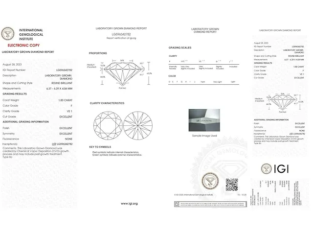 Diamant - 1.00 karaat briljant diamant (gecertificeerd) - afbeelding 3 van  3