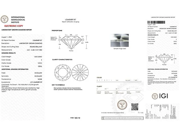 Diamant - 1.00 karaat briljant geslepen diamant (gecertificeerd) - afbeelding 3 van  5