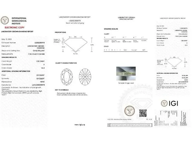 Diamant - 1.00 karaat diamant (gecertificeerd) - afbeelding 3 van  4