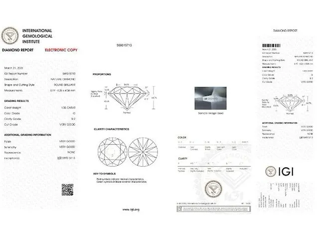 Diamant - 1.00 karaat echte diamant (gecertificeerd) - afbeelding 4 van  5
