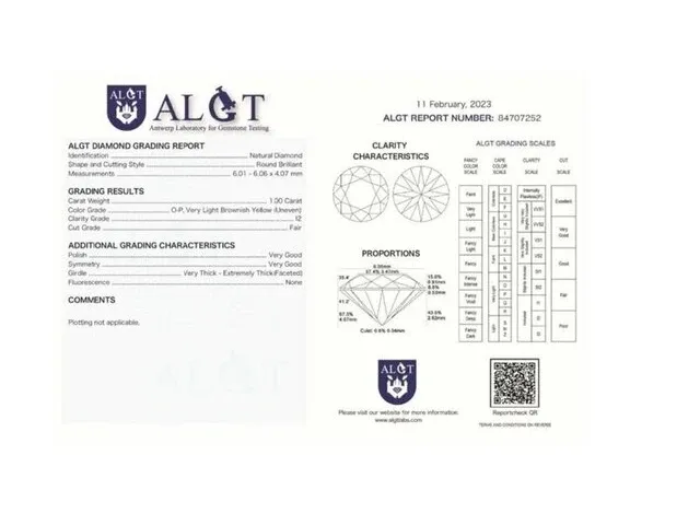 Diamant - 1.00 karaat echte diamant (gecertificeerd) - afbeelding 5 van  5