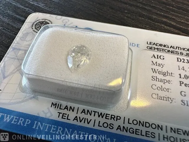 Diamant - 1.00 karaat echte diamant (gecertificeerd) - afbeelding 3 van  6