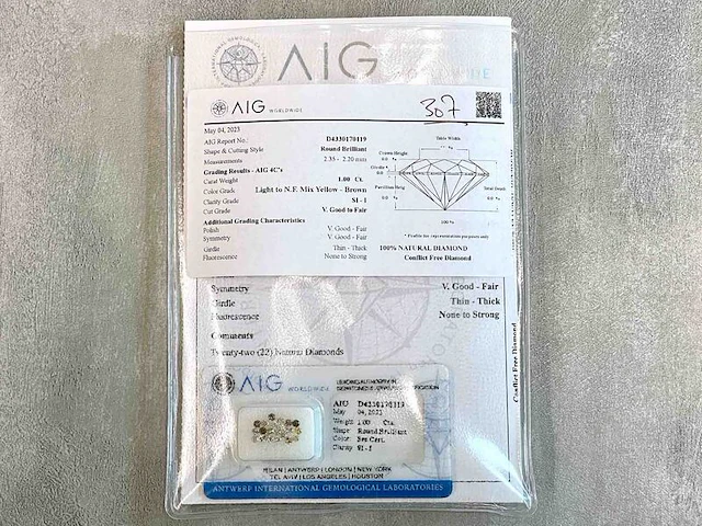 Diamant - 1.00 karaat natuurlijke gekleurde briljant geslepen diamanten (gecertificeerd) - afbeelding 3 van  5