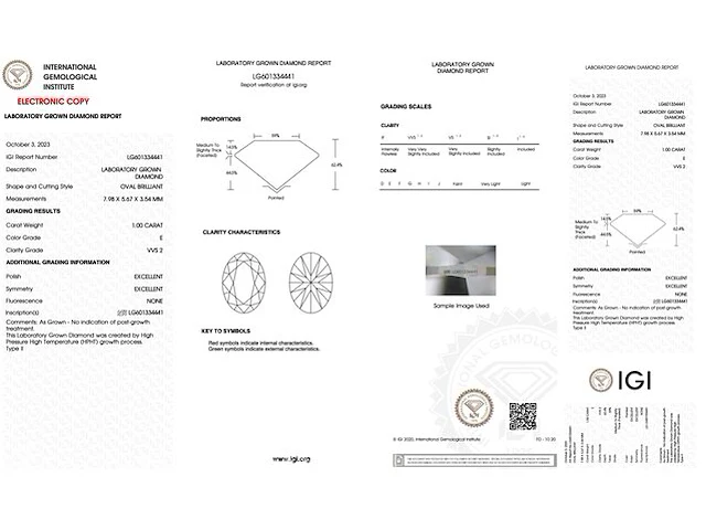 Diamant - 1.00 karaat ovaal geslepen diamant (gecertificeerd) - afbeelding 3 van  5