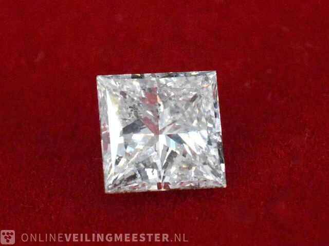 Diamant - 1.00 karaat prinses vorm geslepen geslepen diamant (gecertificeerd) - afbeelding 1 van  5