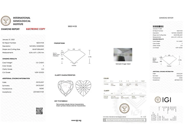 Diamant - 1.01 carat echte diamant (gecertificeerd) - afbeelding 3 van  3