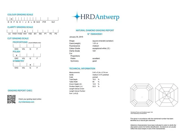 Diamant - 1.01 carat echte diamant (gecertificeerd) - afbeelding 3 van  5