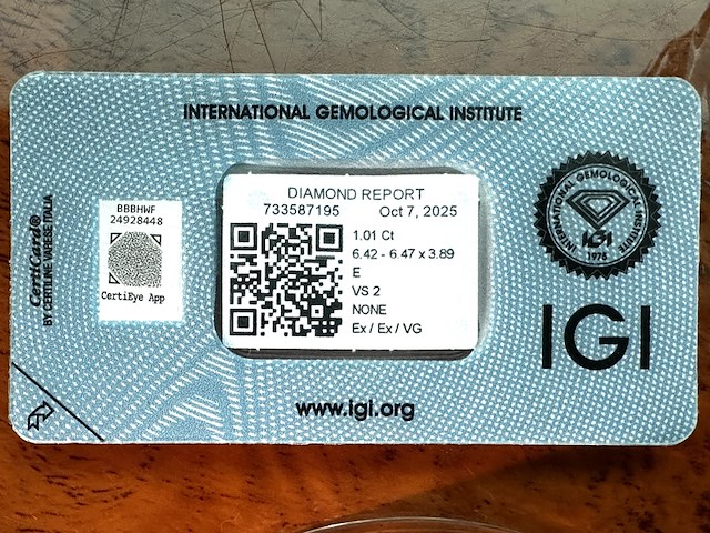 Diamant - 1.01 carat echte natuurlijke starcut briljant geslepen diamant (gecertificeerd) - afbeelding 2 van  5