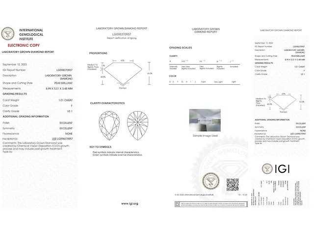 Diamant - 1.01 karaat diamant (gecertificeerd) - afbeelding 3 van  3
