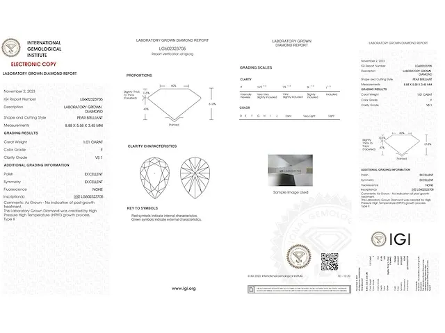 Diamant - 1.01 karaat diamant (gecertificeerd) - afbeelding 3 van  3
