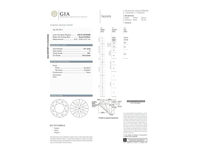 Diamant - 1.01 karaat echte diamant (gecertificeerd) - afbeelding 3 van  4