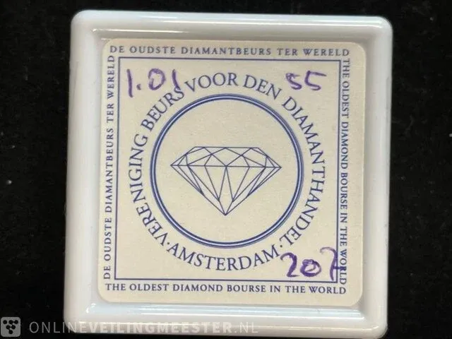 Diamant - 1.01 karat zwarte diamant (gecertificeerd) - afbeelding 2 van  2