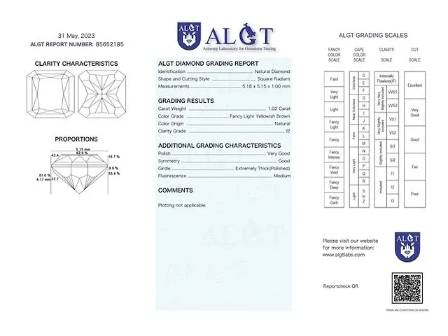 Diamant - 1.02 karaat echte diamant (gecertificeerd) - afbeelding 7 van  7