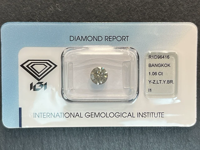 Diamant - 1.06 carat natuurlijk bruine diamant (gecertificeerd) - afbeelding 1 van  5