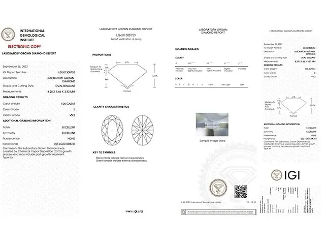 Diamant - 1.06 karaat diamant (igi gecertificeerd) - afbeelding 3 van  4