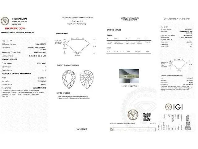 Diamant - 1.08 karaat diamant (igi gecertificeerd) - afbeelding 3 van  4