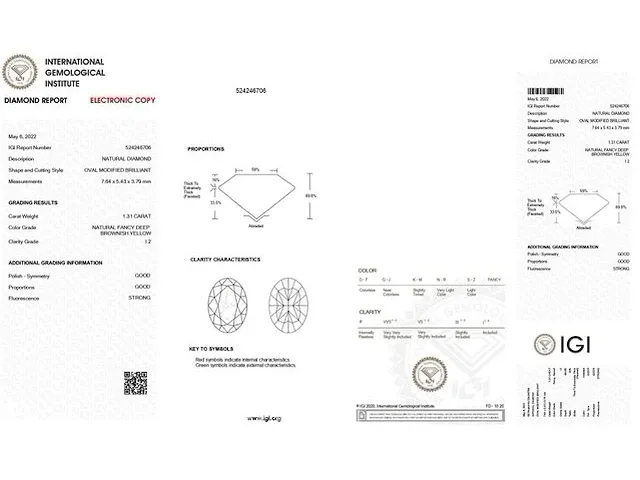 Diamant - 1.31 karaat echte diamant (gecertificeerd) - afbeelding 6 van  6