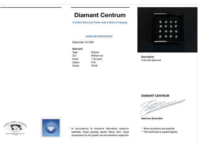 Diamant - 1.50 carat natuurlijke diamant - afbeelding 3 van  3