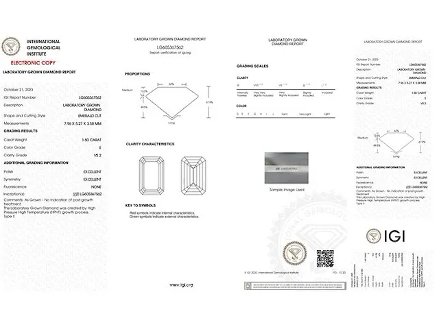 Diamant - 1.50 karaat diamant (igi gecertificeerd) - afbeelding 3 van  4