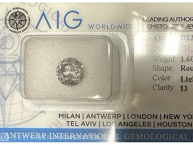 Diamant - 1.60 karaat echte diamant (gecertificeerd) - afbeelding 1 van  5