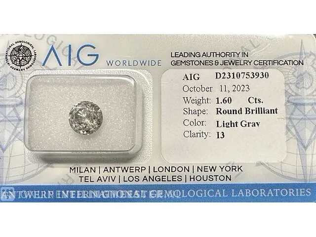 Diamant - 1.60 karaat echte diamant (gecertificeerd) - afbeelding 3 van  5