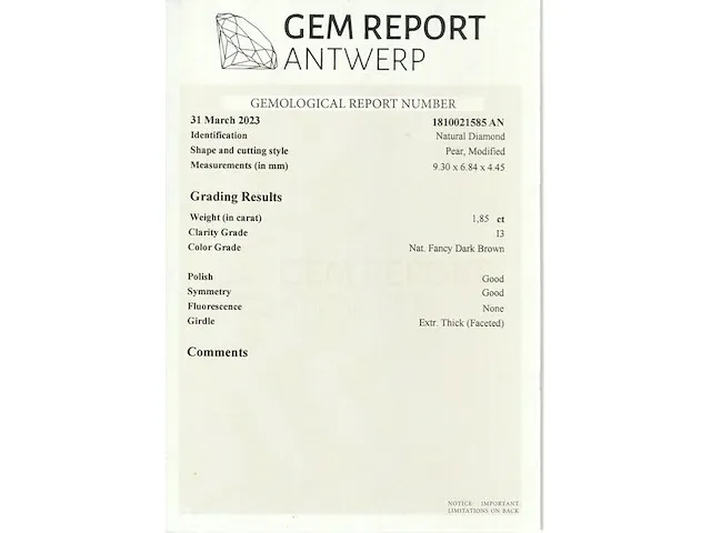 Diamant - 1.85 karaat echte diamant (gecertificeerd) - afbeelding 5 van  6
