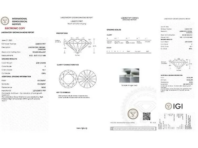 Diamant - 2.00 karaat diamant (gecertificeerd) - afbeelding 3 van  3