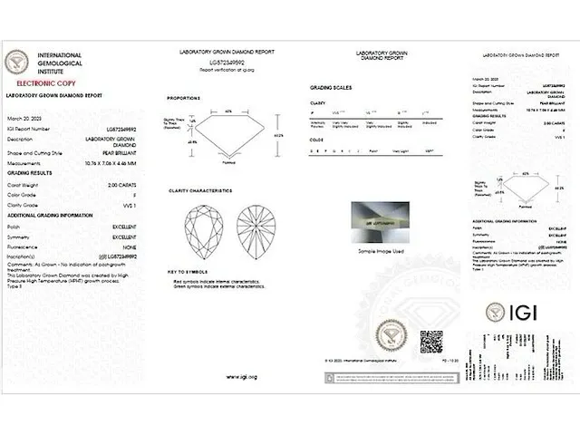 Diamant - 2.00 karaat diamant (gecertificeerd) - afbeelding 3 van  5