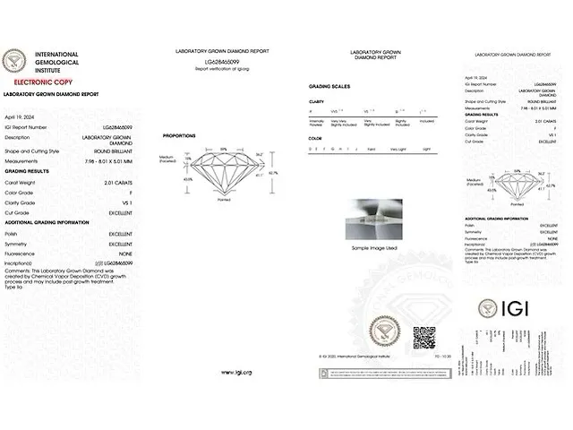 Diamant - 2.01 karaat briljant geslepen diamant (gecertificeerd) - afbeelding 3 van  3