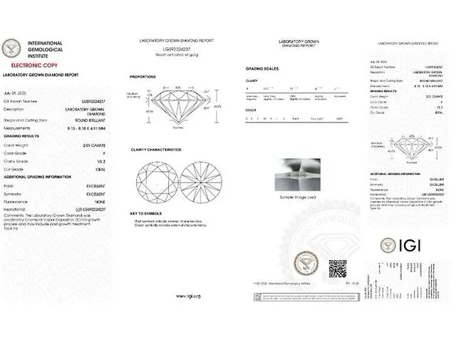 Diamant - 2.01 karaat diamant (gecertificeerd) - afbeelding 3 van  3
