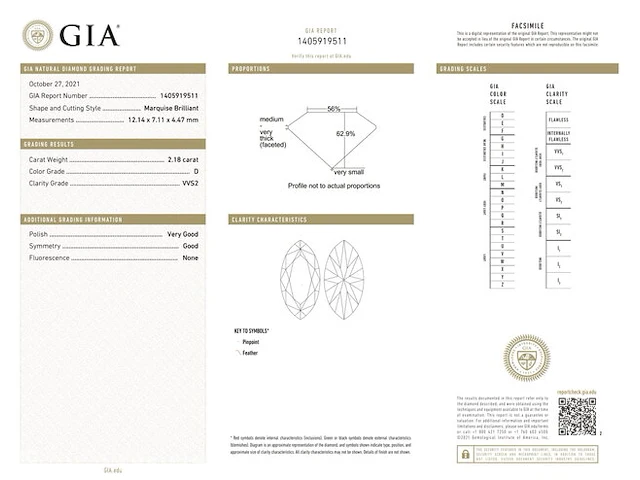 Diamant - 2.18 karaat echte diamant (gecertificeerd) - afbeelding 3 van  3