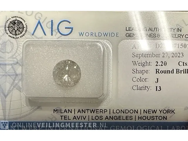 Diamant - 2.20 karaat echte diamant (gecertificeerd) - afbeelding 3 van  6