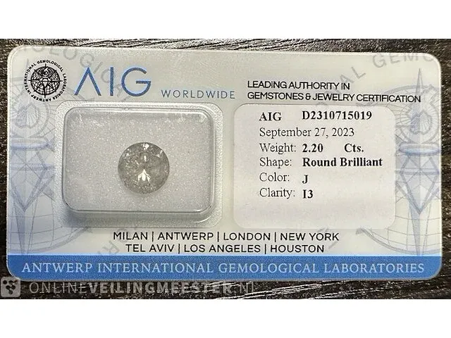 Diamant - 2.20 karaat echte diamant (gecertificeerd) - afbeelding 5 van  6