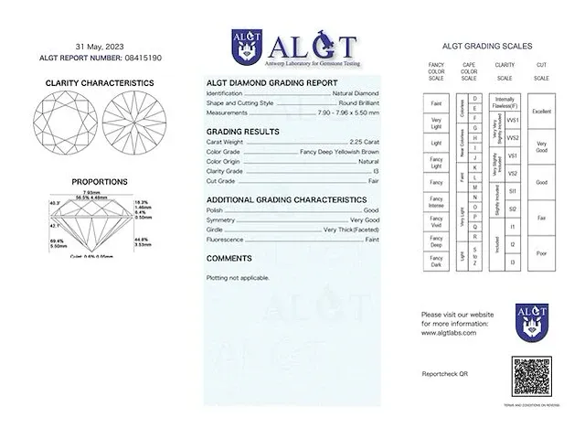 Diamant - 2.25 karaat echte diamant (gecertificeerd) - afbeelding 7 van  7