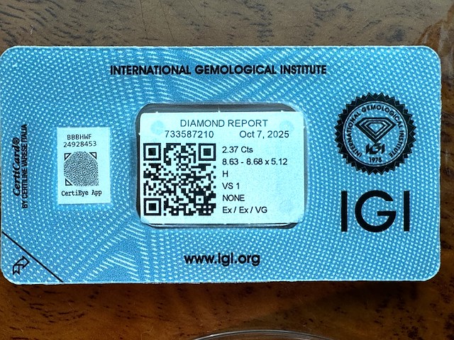 Diamant - 2.37 carat natuurlijke starcut briljant geslepen diamant (gecertificeerd) - afbeelding 2 van  3