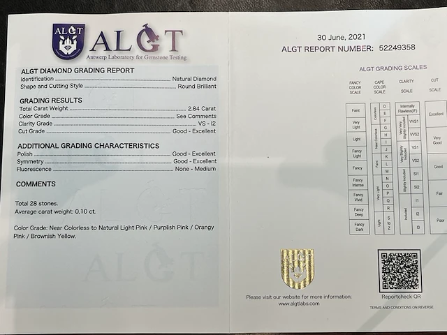 Diamant - 2.84 carat natuurlijke diamant (gecertificeerd) - afbeelding 3 van  5