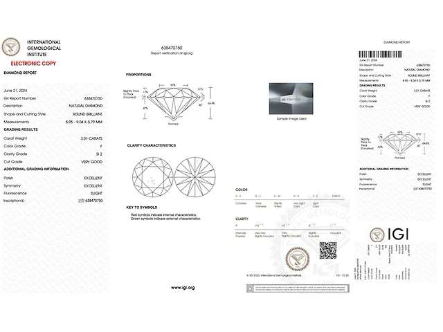 Diamant - 3.01 carat echte natuurlijke diamant (gecertificeerd) - afbeelding 3 van  5