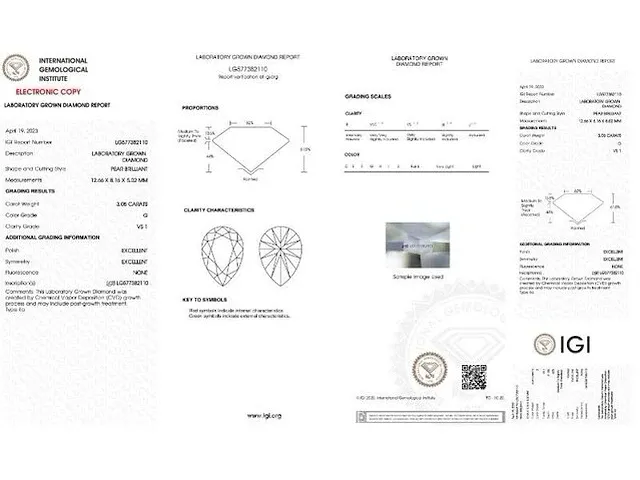 Diamant - 3.05 karaat diamant (gecertificeerd) - afbeelding 2 van  2