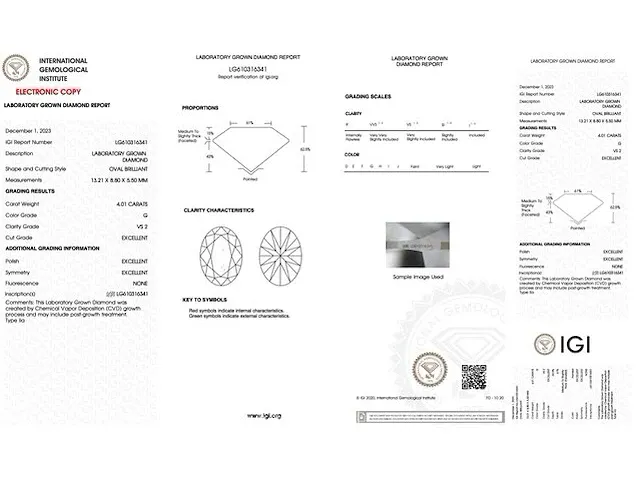 Diamant - 4.01 karaat diamant (igi gecertificeerd) - afbeelding 3 van  4